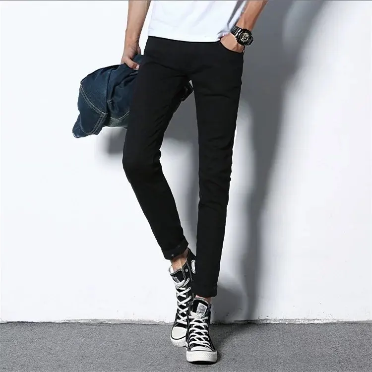 Spring And Autumn 2022 Fashion Stretch Jeans Men's New Slim Feet Casual Pants Men's Korean Trendy Was Thin Skinny Pants Men