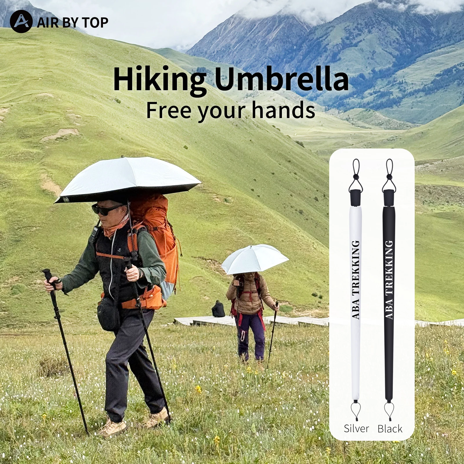 AIR BY TOP Ultralight Outdoor Hiking Umbrella with Carbon Fiber Frame,Rain and Sunscreen Dual-Use,for Hiking and Mountaineering