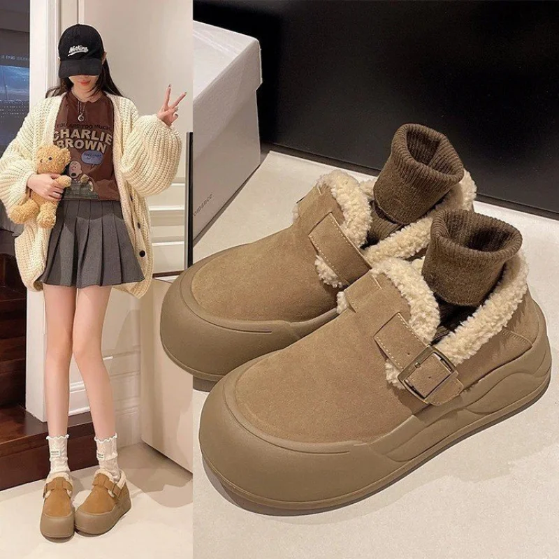 حذاء بدون كعب نسائي ذو نعل سميك لعام 2025 - حذاء شتوي دافئ مبطن بالرقيق سهل الارتداء - حذاء مسطح ريترو #2