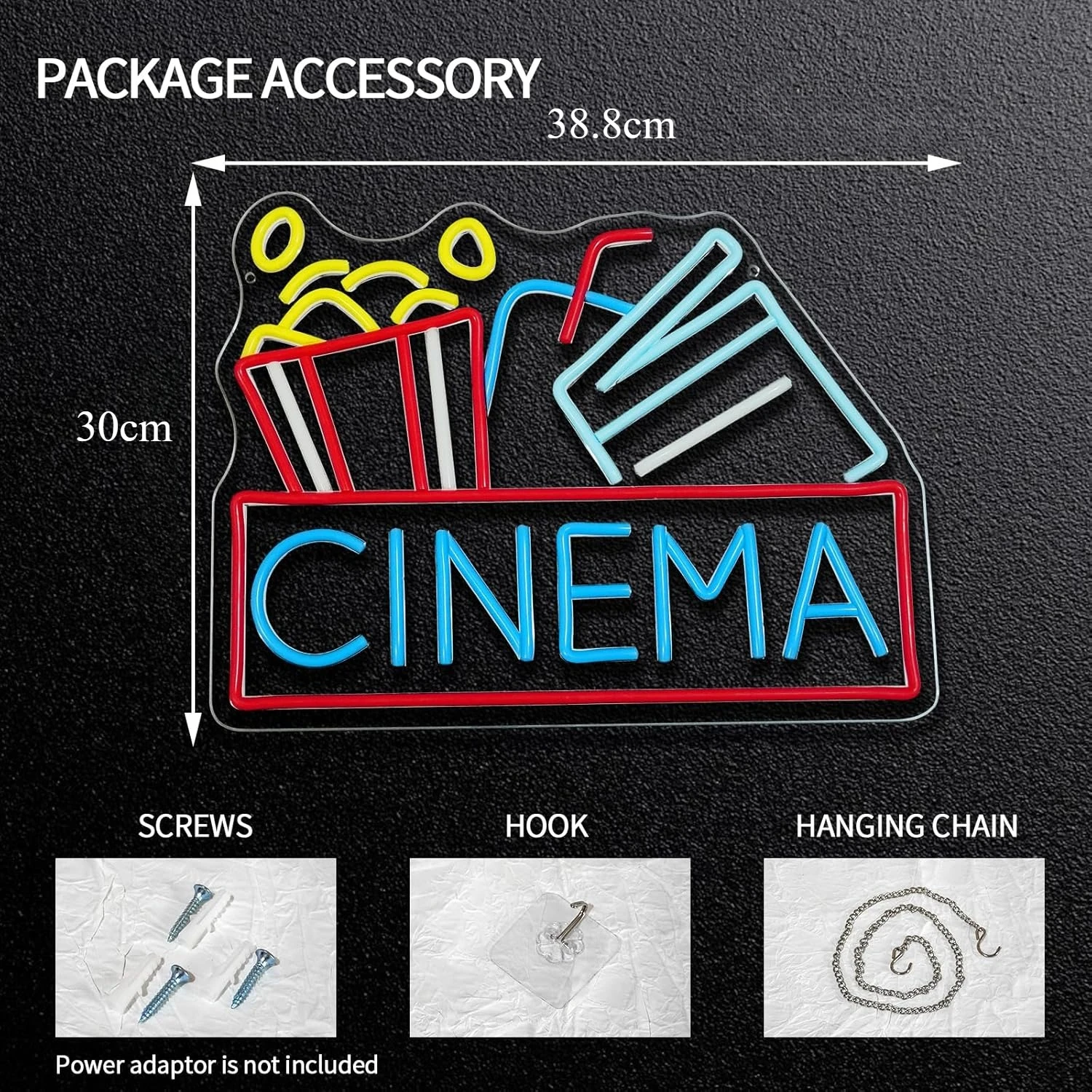 Cinema Neon Sign USB Powered LED Dimmable LED Islamic Neon Light for Home Bar Movie Night Party Man Cave Film Room Wall Decor