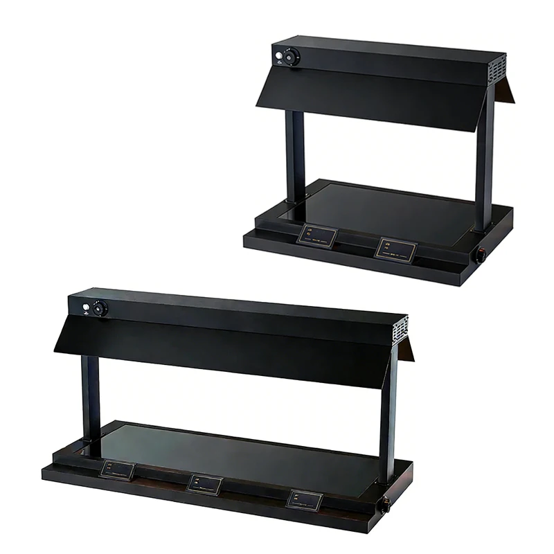 2026 New Premium Black 2 In 1 Buffet Heating Lamp Buffet Service Heating Plate Modern Food Warmer Set For Restaurant