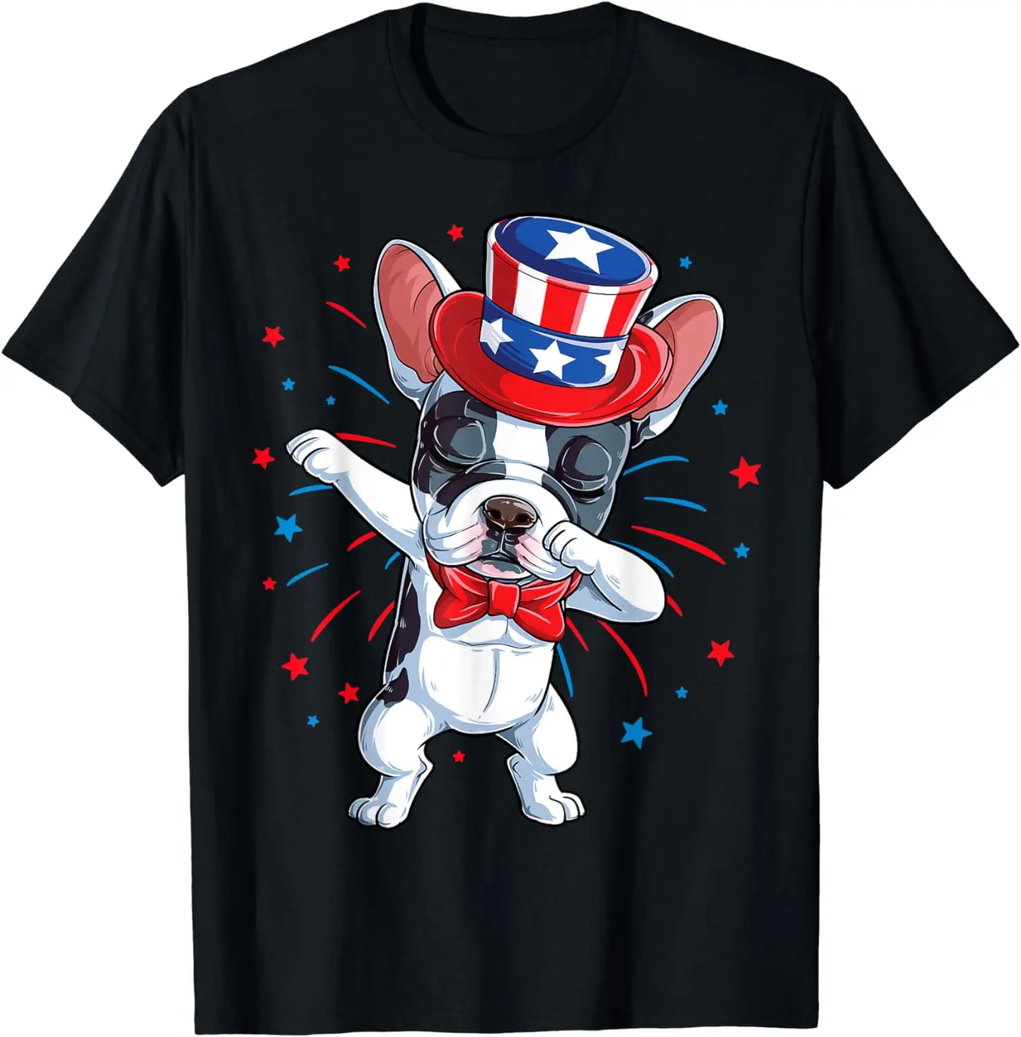 Dabbing French Bulldog 4th of July T shirt Men USA Flag T-Shirt