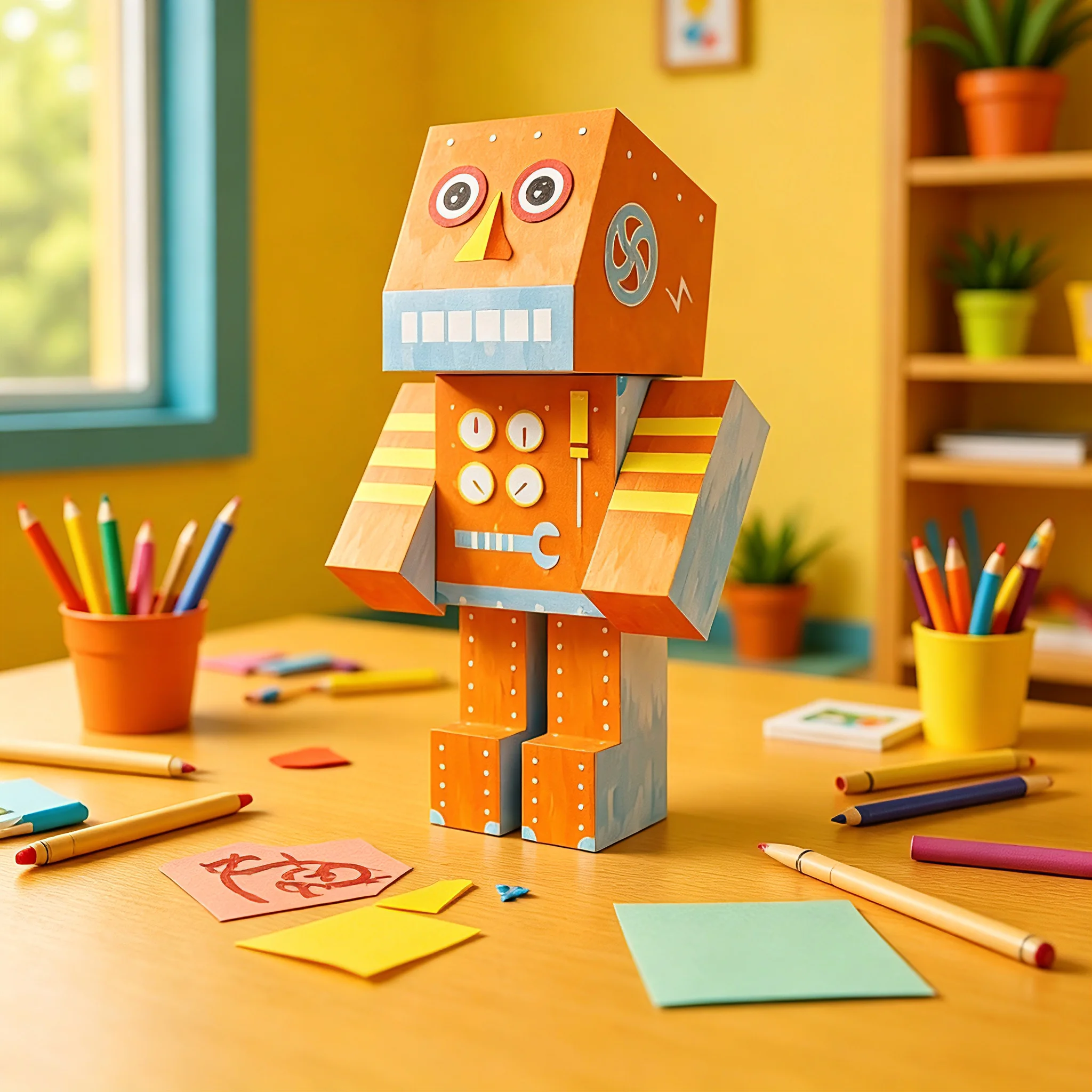 Kids Paper Robot Craft Set DIY Handmade Puzzle Toy 3D Assembly Robot Model Home Decoration Toy for Boys Girls Birthday school 3+