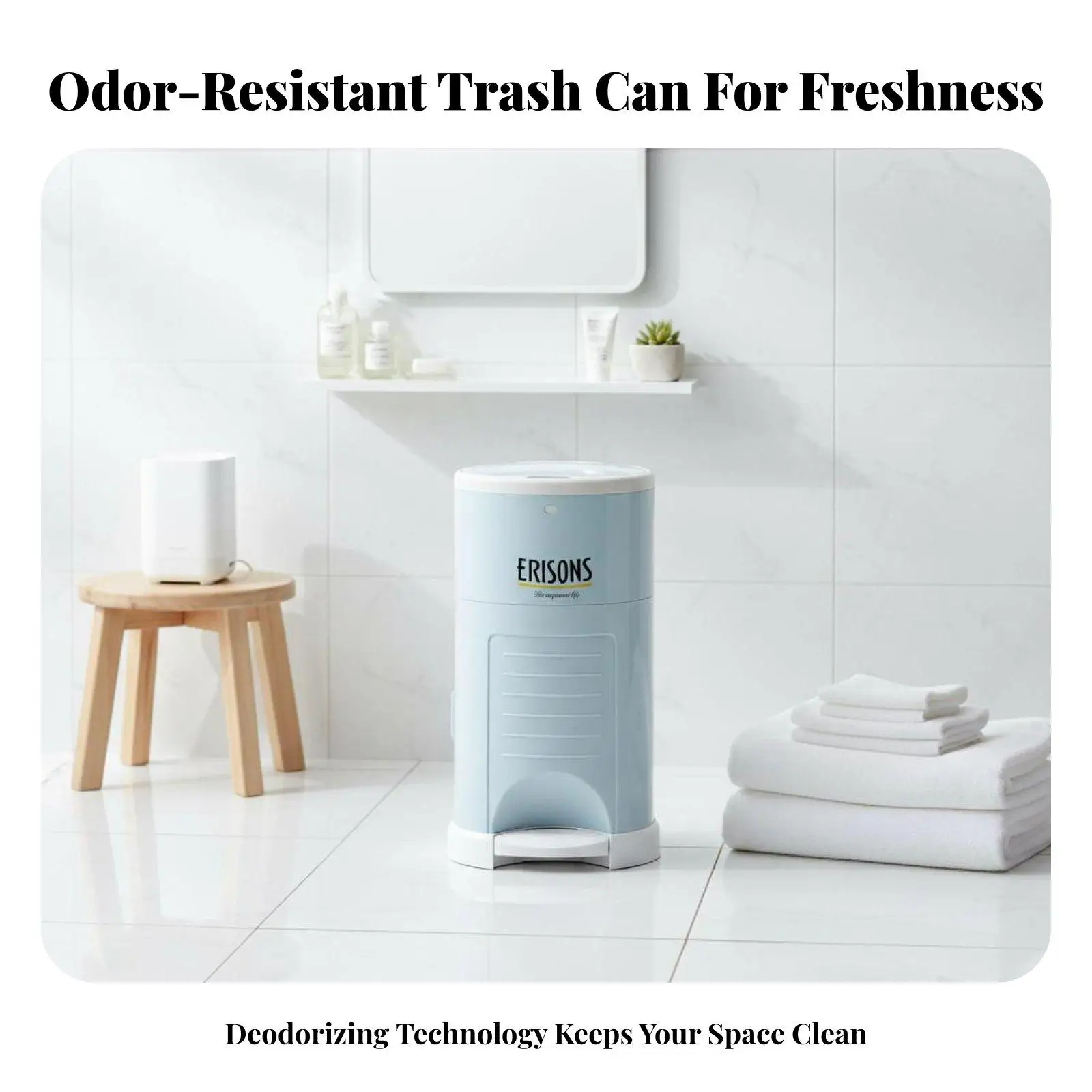 Odor-Blocking Diaper Pail Triple Barrier Design Infant Diaper Disposal Bin Hands Cat Litter Disposal Bin for Pet Owners,