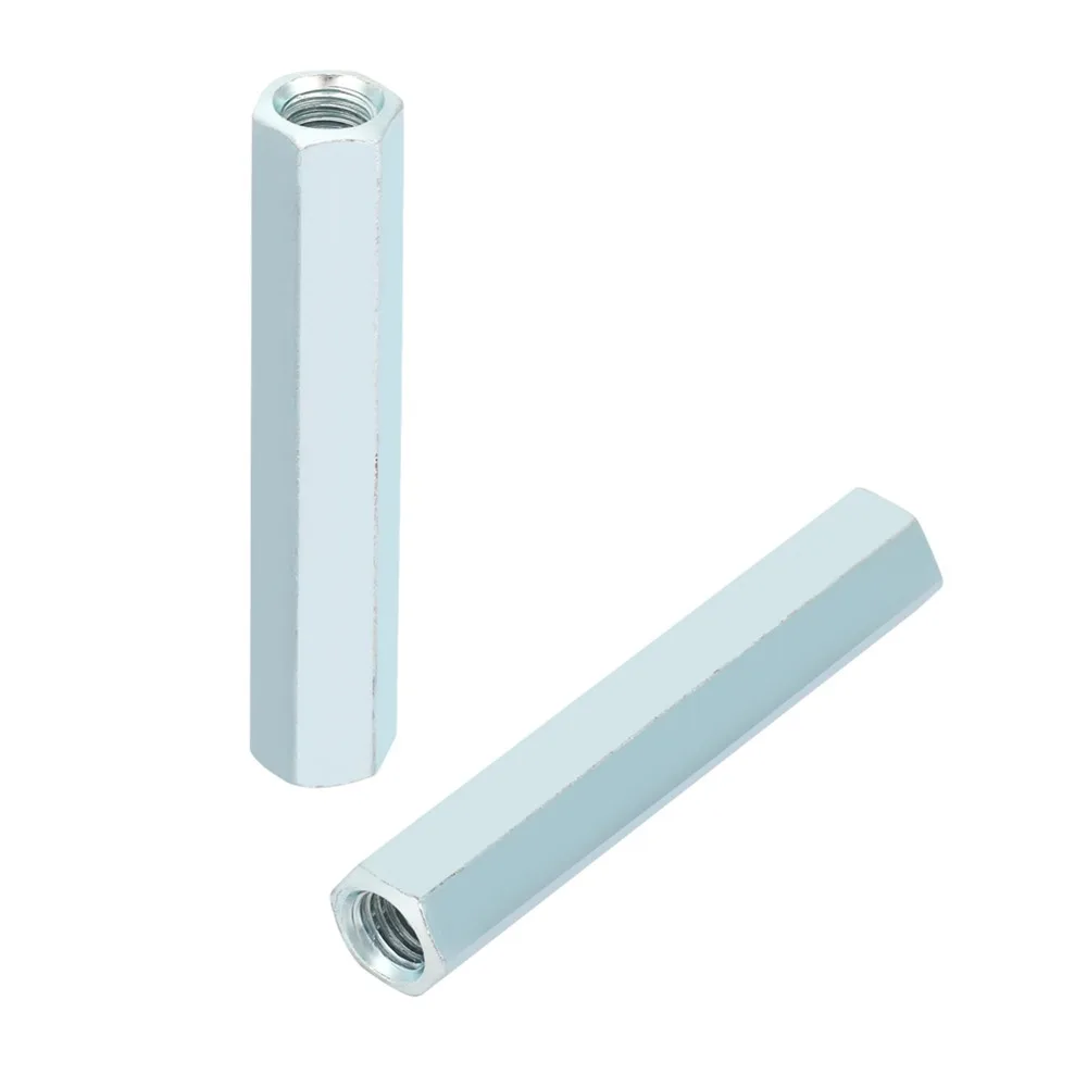 2pcs Long Threaded Bar Hex Coupling Nuts Continuous Thread Long Rod Nuts Threaded Fasteners Construction Use