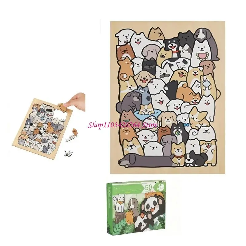 50Pcs Relaxing Animal Puzzle Boards Game For Home Decoration Desk Display