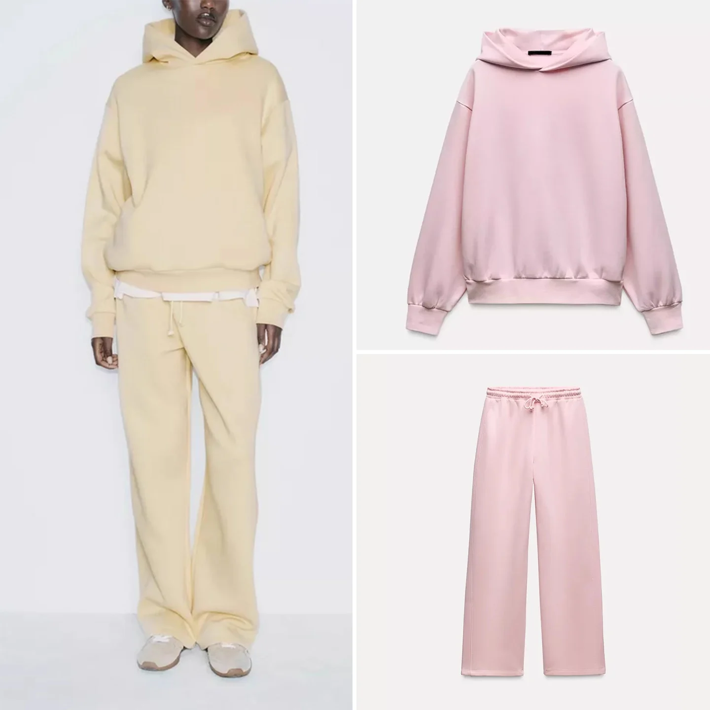 Dames fluwelen casual broek met wijde pijpen 3996334 Lange Sve-sweatshirt met capuchon 3996333 Comfortabele vrijetijdsoutfit met ritssluiting