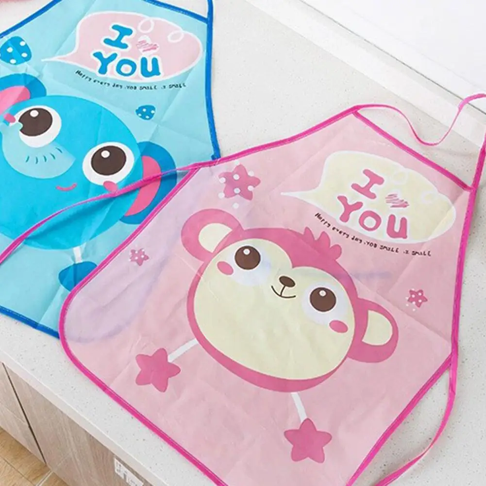 Children Cartoon Apron Waterproof Unisex Cooking Baking Pattern Household Cute Cartoon Cleaning Bibs Printed Apron Tablier H5E8