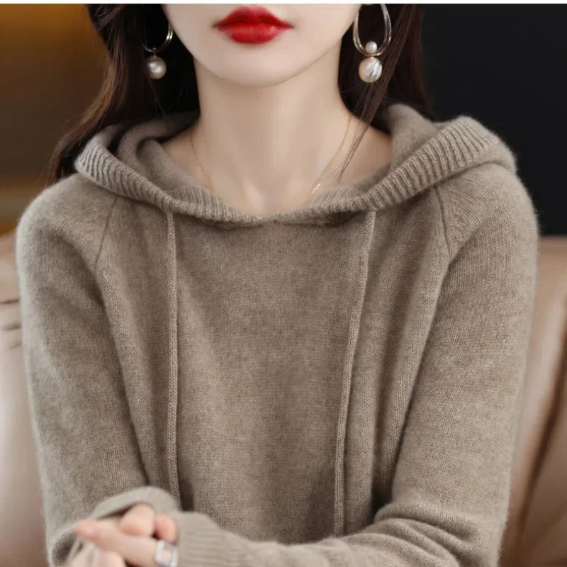 여성 후드 긴팔 풀오버, 고급스러운 캐주얼 바디 탑, 루즈 핏, 절묘한 피스, 가을 겨울 스타일