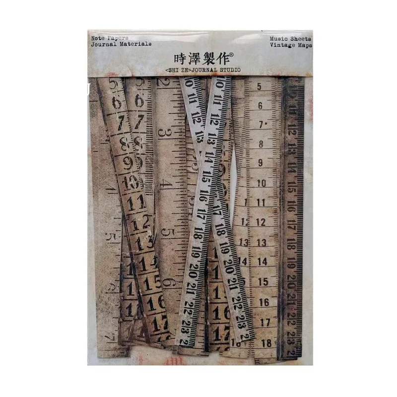 JIANWU Vintage Mottled เก่าไม้บรรทัด Fragment ภูมิทัศน์ Collage Decor สมุดภาพวัสดุกระดาษสร้างสรรค์ DIY ขยะวารสารเครื่องเขียน