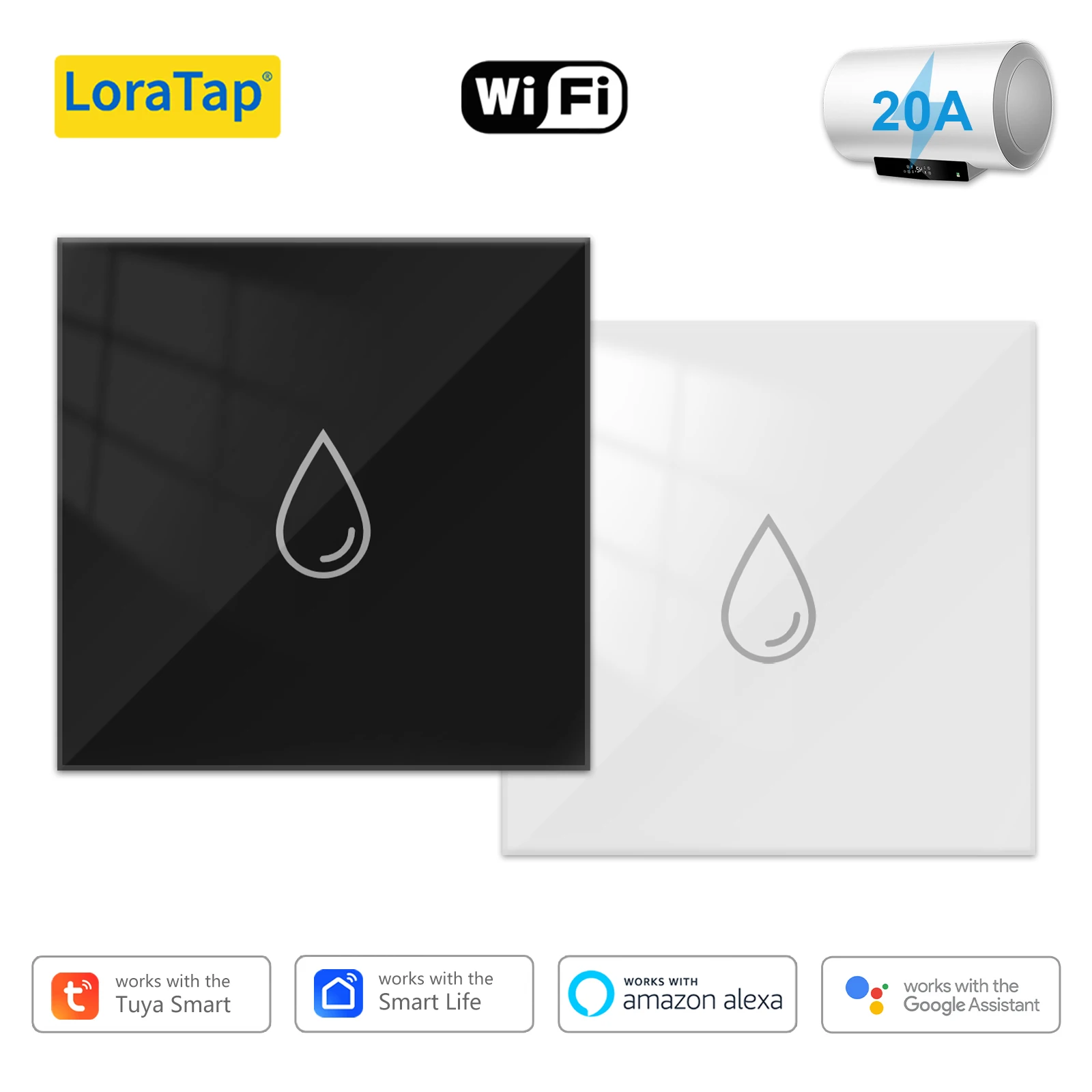 LoraTap Tuya Smart Life EU 20A Boiler Switch Energy Consumption Monitoring Voice Control by Google Home Alexa