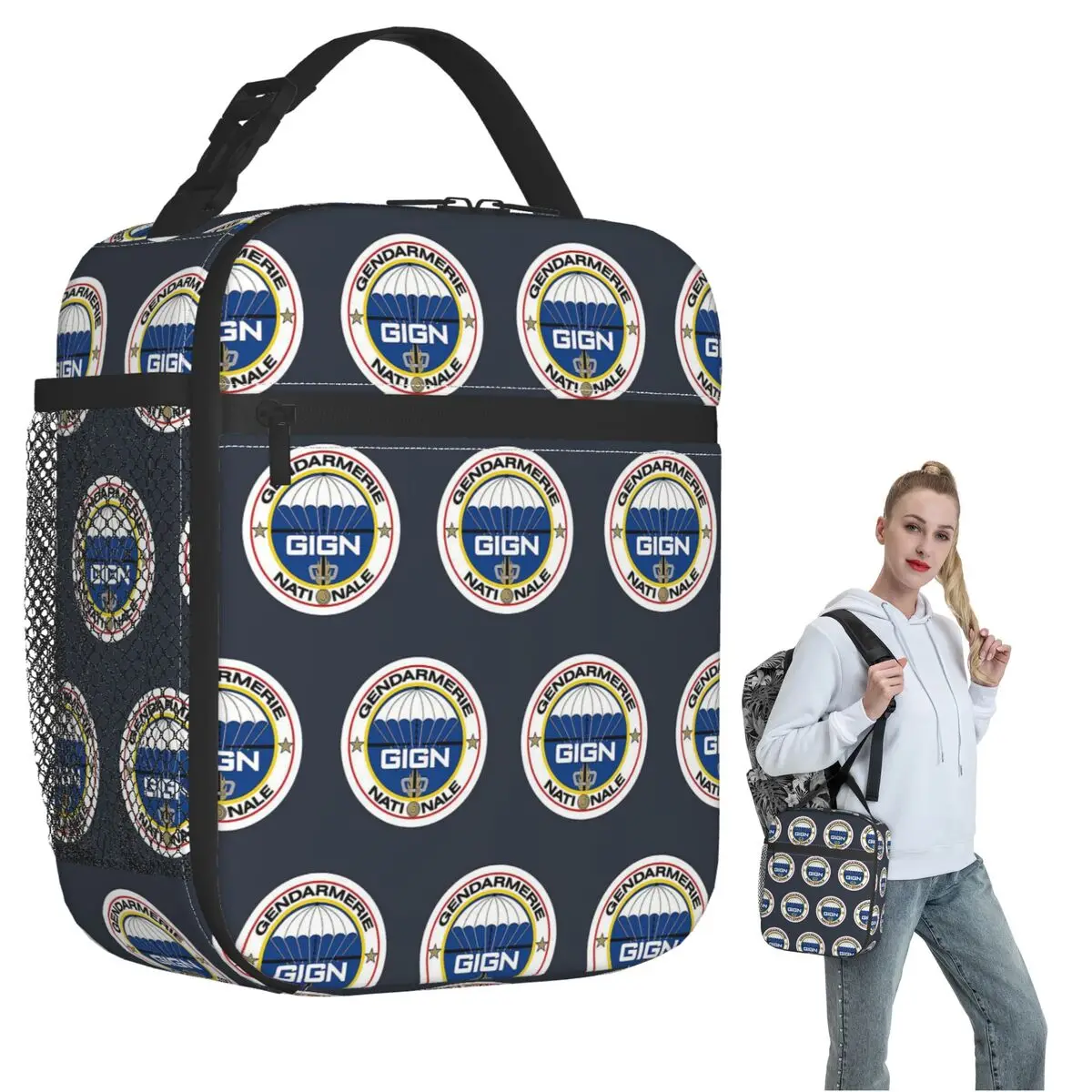 

Группа интересных национальных жандармерий - Изолированная сумка для обеда GIGN (Франция) для женщин и детей, герметичные коробки для еды, сумка для обеда