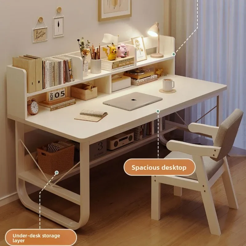 Compact Desktop Desk Bookshelf Combo for Home Study Bedroom Office Space Saving Workstation Chair Set Modern Minimalist Table
