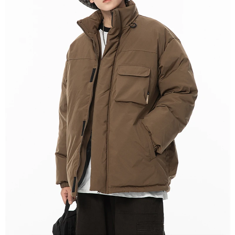 แฟชั่นฤดูหนาวหลายกระเป๋า Parkas ผู้ชายใหม่มาถึง Stand Collar Warm Parka ชายผู้หญิงหลวม Thicken Outwear Windproof Parkas