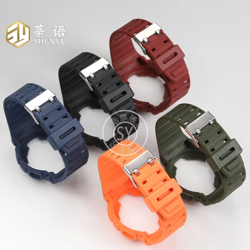 Shenyu cinturino monopezzo per Casio GA-110 ga100 120g-shock series cinturino in silicone set Design di danni al guscio interno dell'orologio