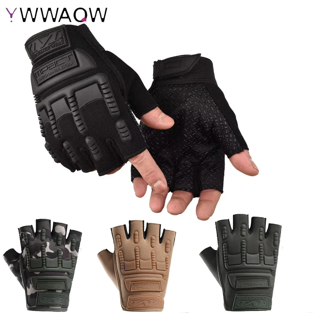 

1Pair Summer Fingerless Gloves Men Women Knuckles Protective Gear Hand Driving Climbing Cycling Bicycle Riding