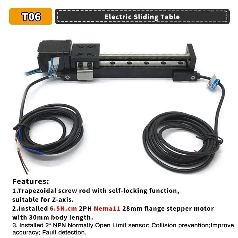 CNC Mini Sliding Table with Limit Sensor T-type Linear Guide Rail Motor Kit Motion Stage Linear Stage XYZ Axis Sliding Platform