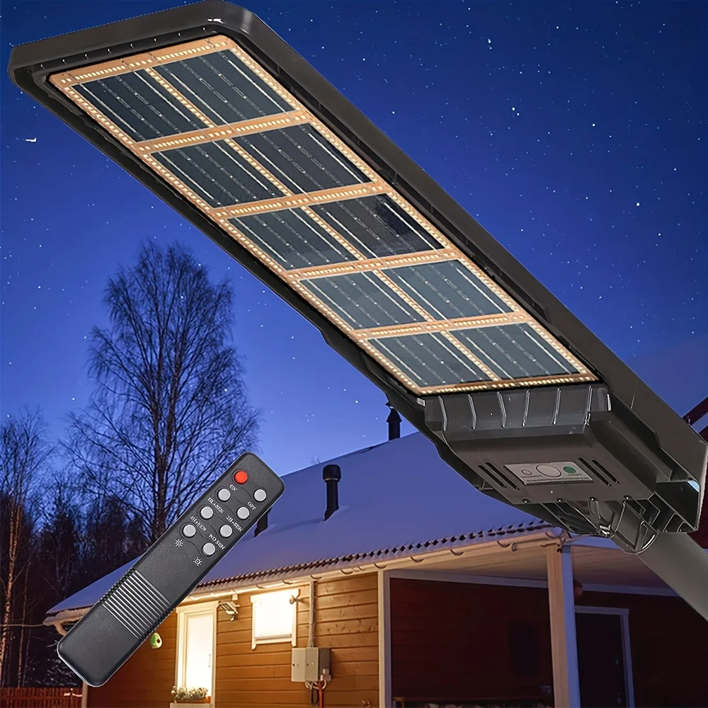 Solar Street Lights Outdoor Flood Lights with Double Sided Charging 200W Street Lights Solar Powered with Dusk to Dawn