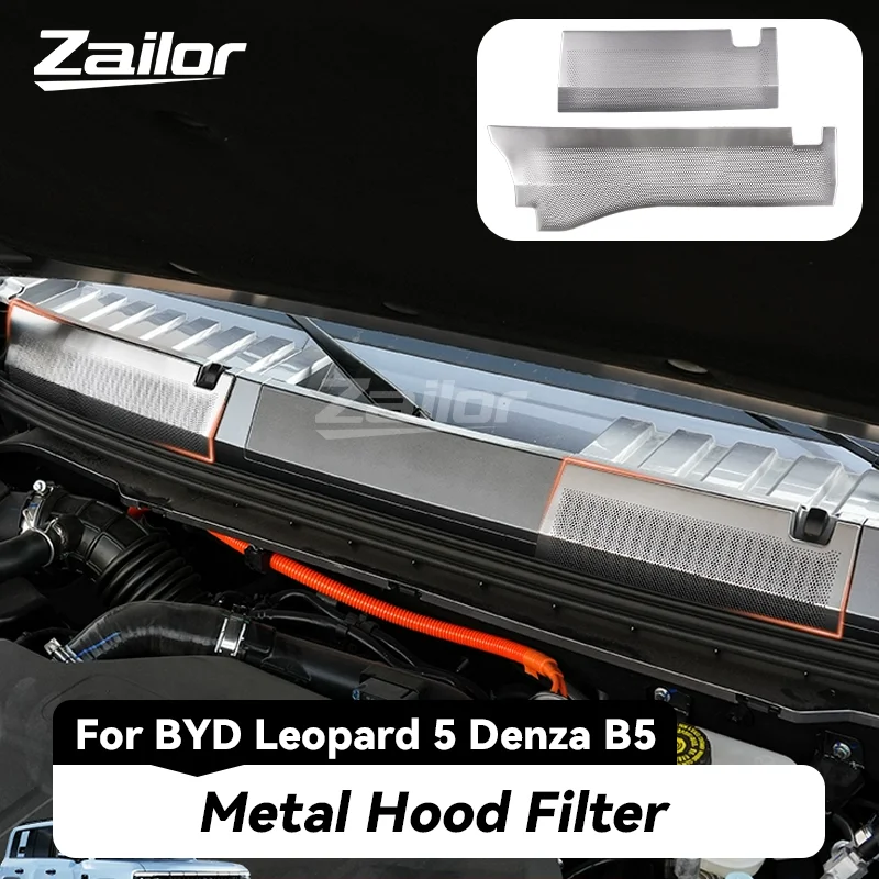 For BYD Leopard 5 Denza B5 Metal Front Hood Filter Inlet Bug Net Anti-Clogging Air Intake Protective Cover Car Accessories