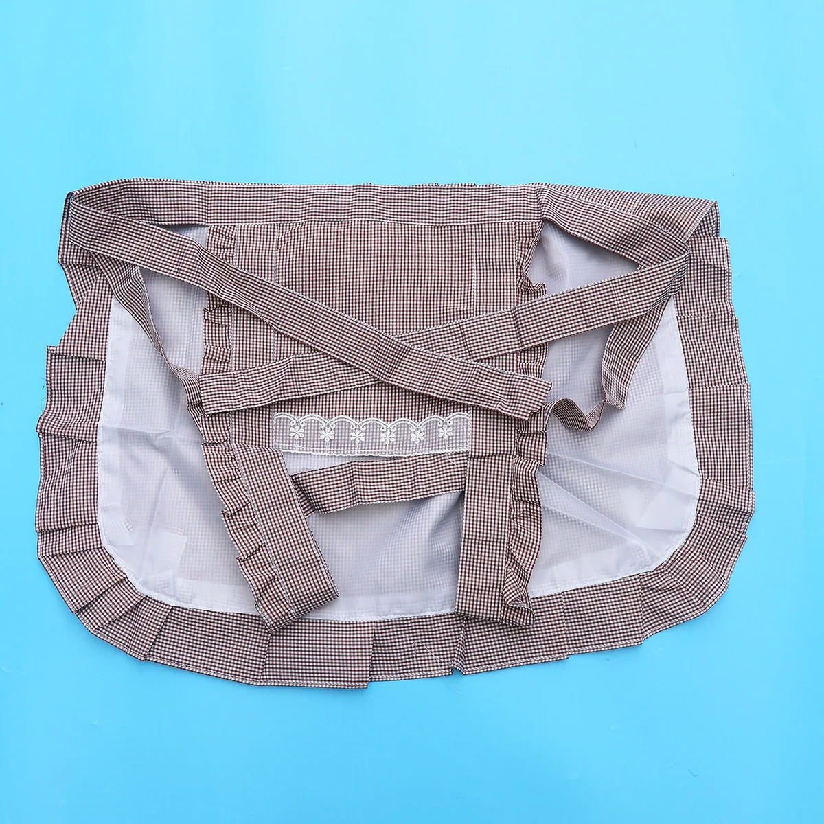 

Waterproof Polyester Floral Apron Coffee Color Lace Design Home Kitchen Baking Cooking Front Pockets Work Aprons