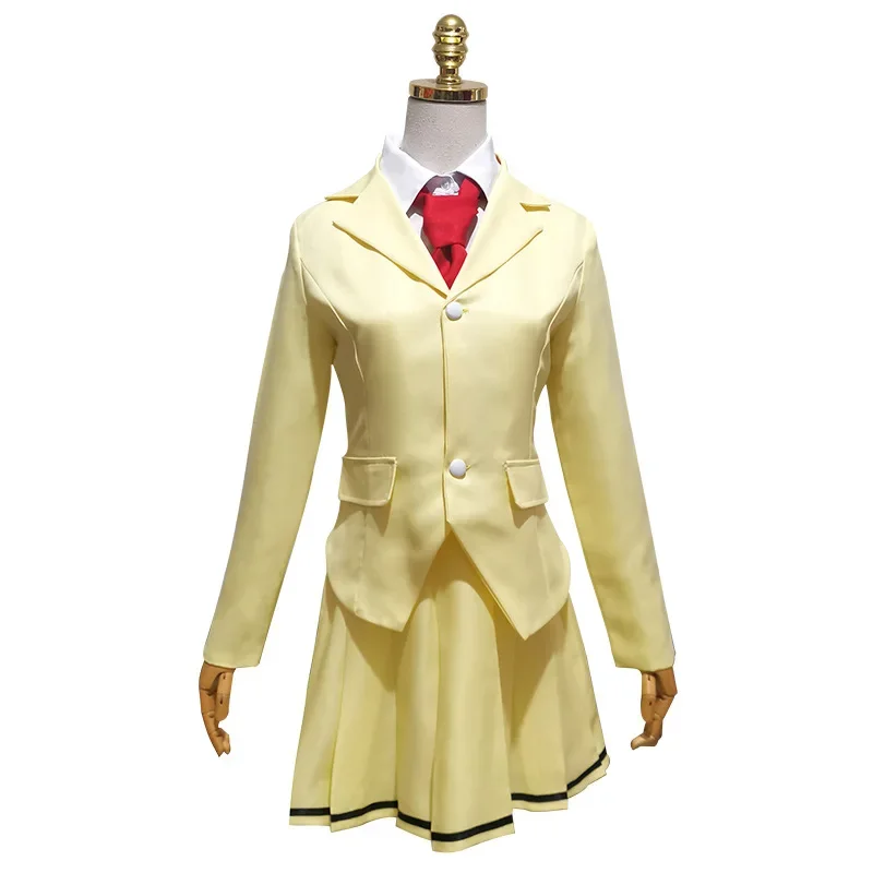 Traje de Cosplay de Anime WataMote Tomoko Kuroki para mujeres y niñas, uniforme de falda Jk amarilla encantadora, trajes, traje de Halloween, zapatos con peluca, hombres