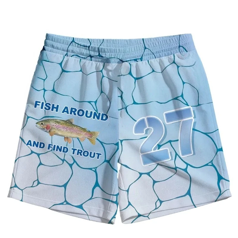 2026 Summer Fashion Limited Edition Japanese Tokyo Fun Funny Fish 3D Printed Y2K V-neck Breathable Home Outdoor Sports Shorts