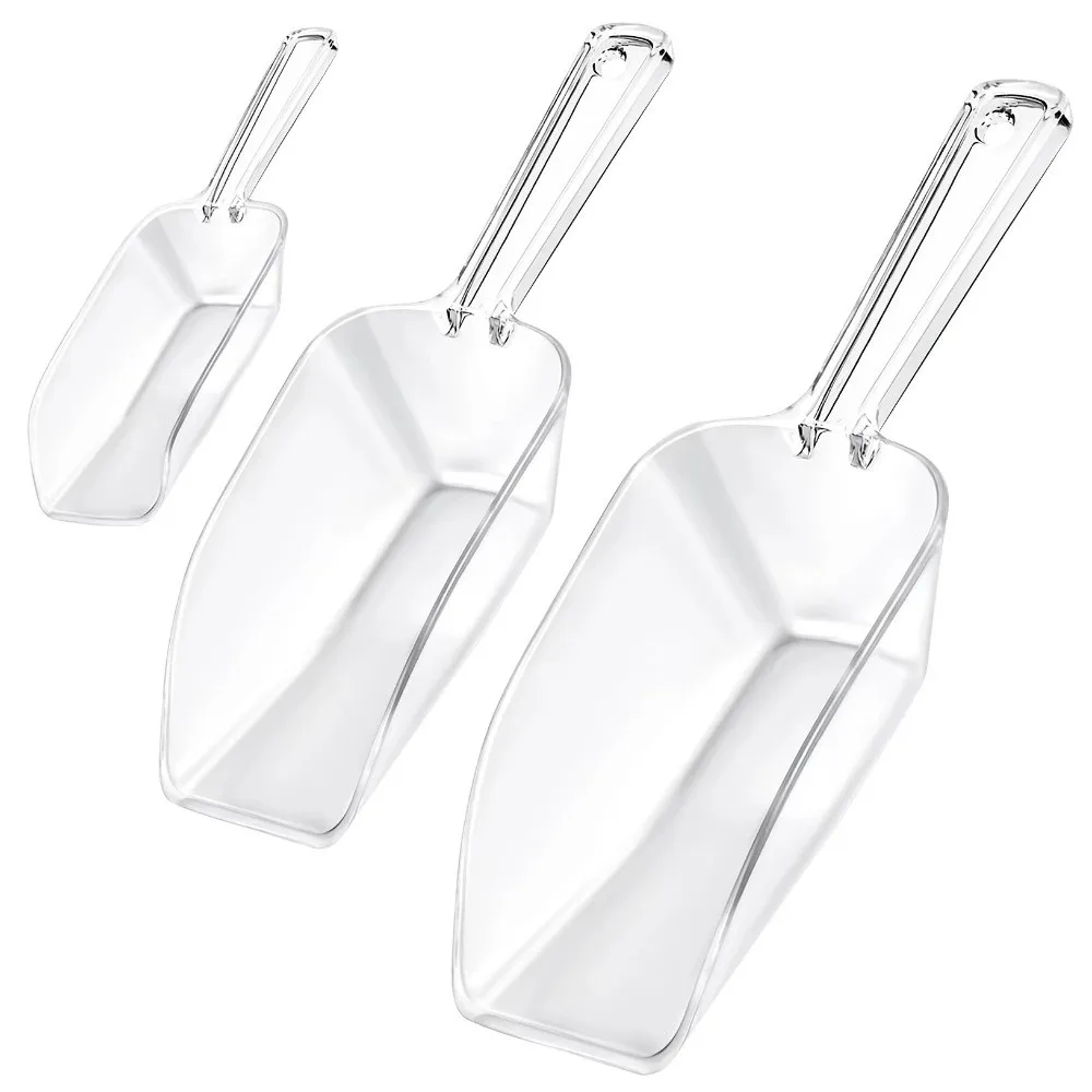 Transparent Ice Maker Scoop Circular/Square Mouth Mini Kitchen Utility Scoop Ergonomic Handle Bar Accessories Ice Scoopers