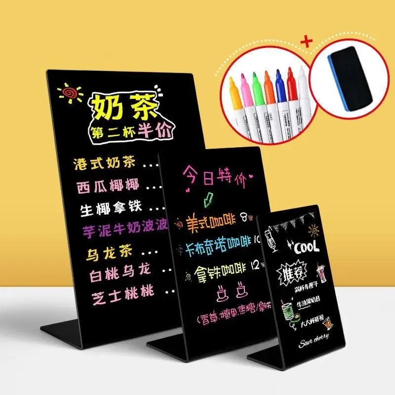 Thickened A4/A5/A6 Acrylic Chalkboard Reusable Erasable Freestanding Tabletop Sign School Office Blackboard