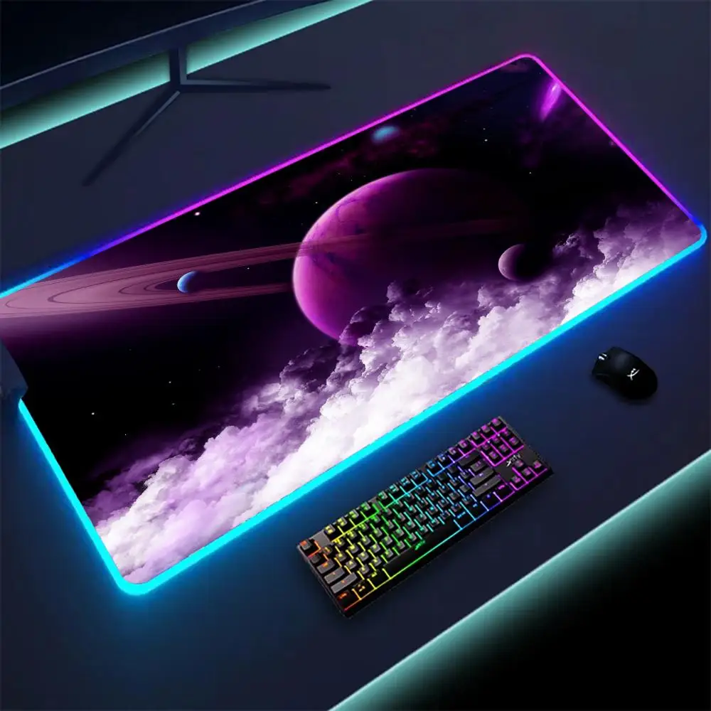 

Коврик для мыши Space Milky Way RGB, чехол для клавиатуры, красочный коврик для мыши со светодиодной подсветкой, коврик для мыши для киберспорта, компьютерный геймерский светящийся длинный настольный коврик