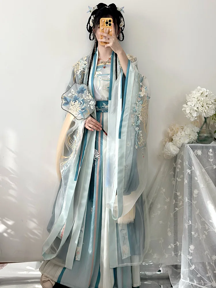 YF41 Hanfu Женский 2024 новый летний костюм в китайском стиле длиной талии