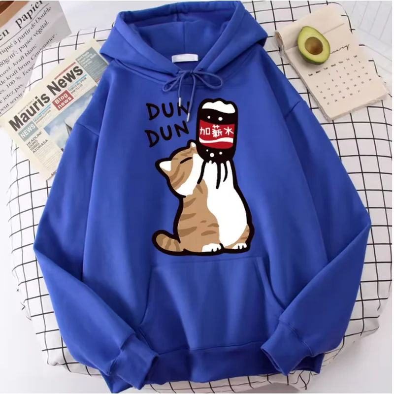 الكرتون القط شرب الرات زيادة المشروبات رجل مقنعين سترة عادية الكرتون هوديس متعة بلوزات المنزل Harajuku القمم