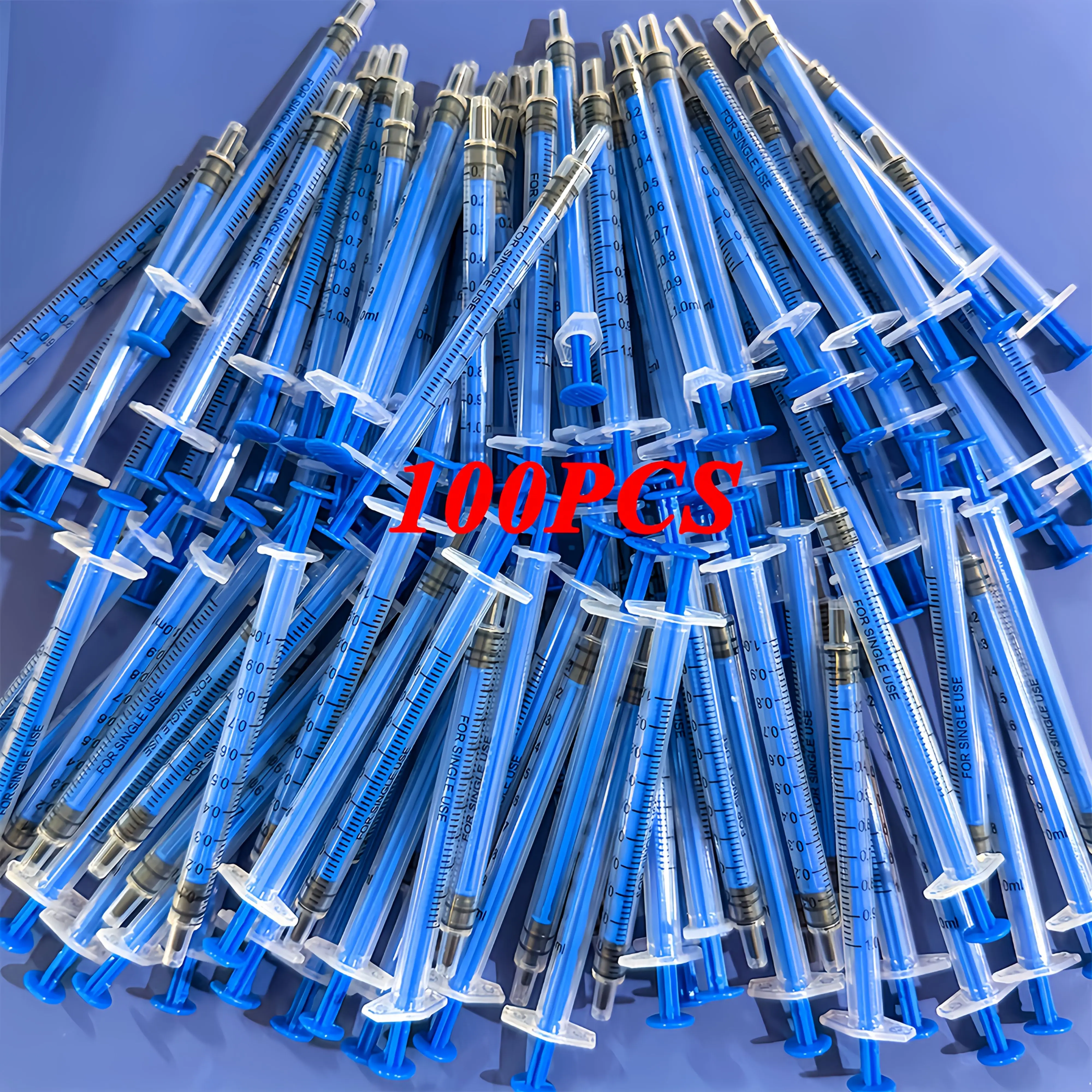 Multiple Specifications 1ml 1Cc Needleless Plastic Blue Rod Syringe, Suitable for Laboratory Use, Pet Oral Use, Supplementing, Applying Oil or Glue, Measuring or Transferring Small Amounts of Liquid