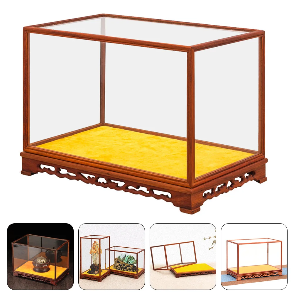 

Glass Display Case Transparent Showcase Storage Box For Antiques Buddha Models Desktop Holder Home Decoration Rectangle