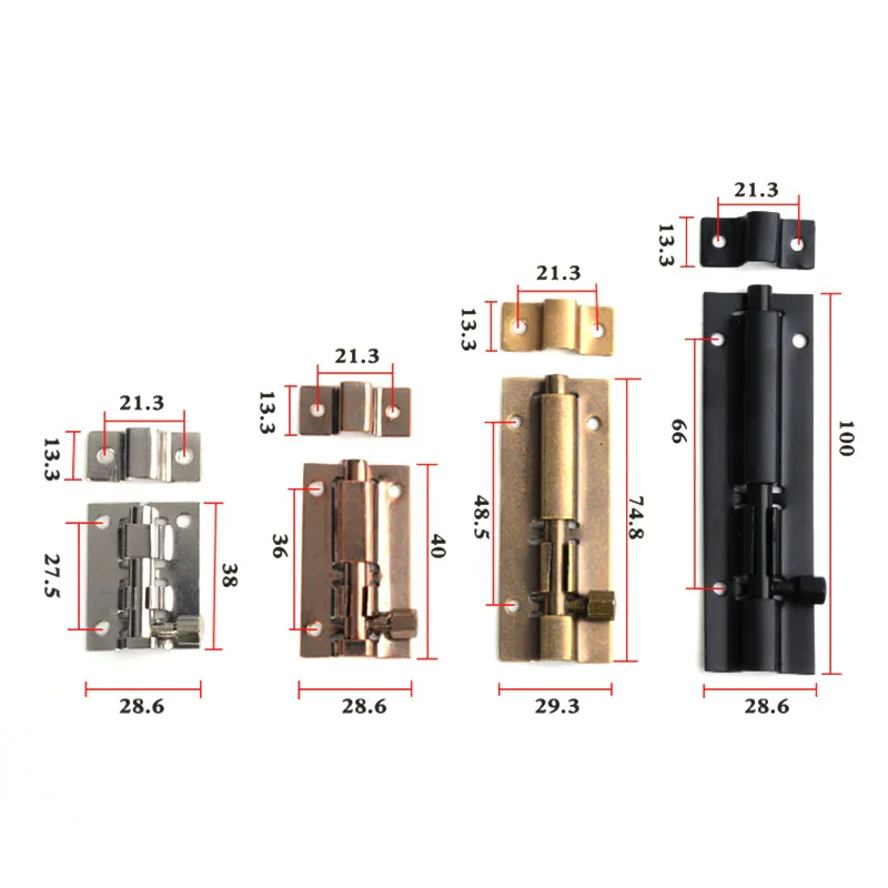 1.5/2/3/4 Inch Long Silver Stainless Steel Door Latch Solid Sliding Lock Bolt Latch Hasp Staple Gate Safety Lock