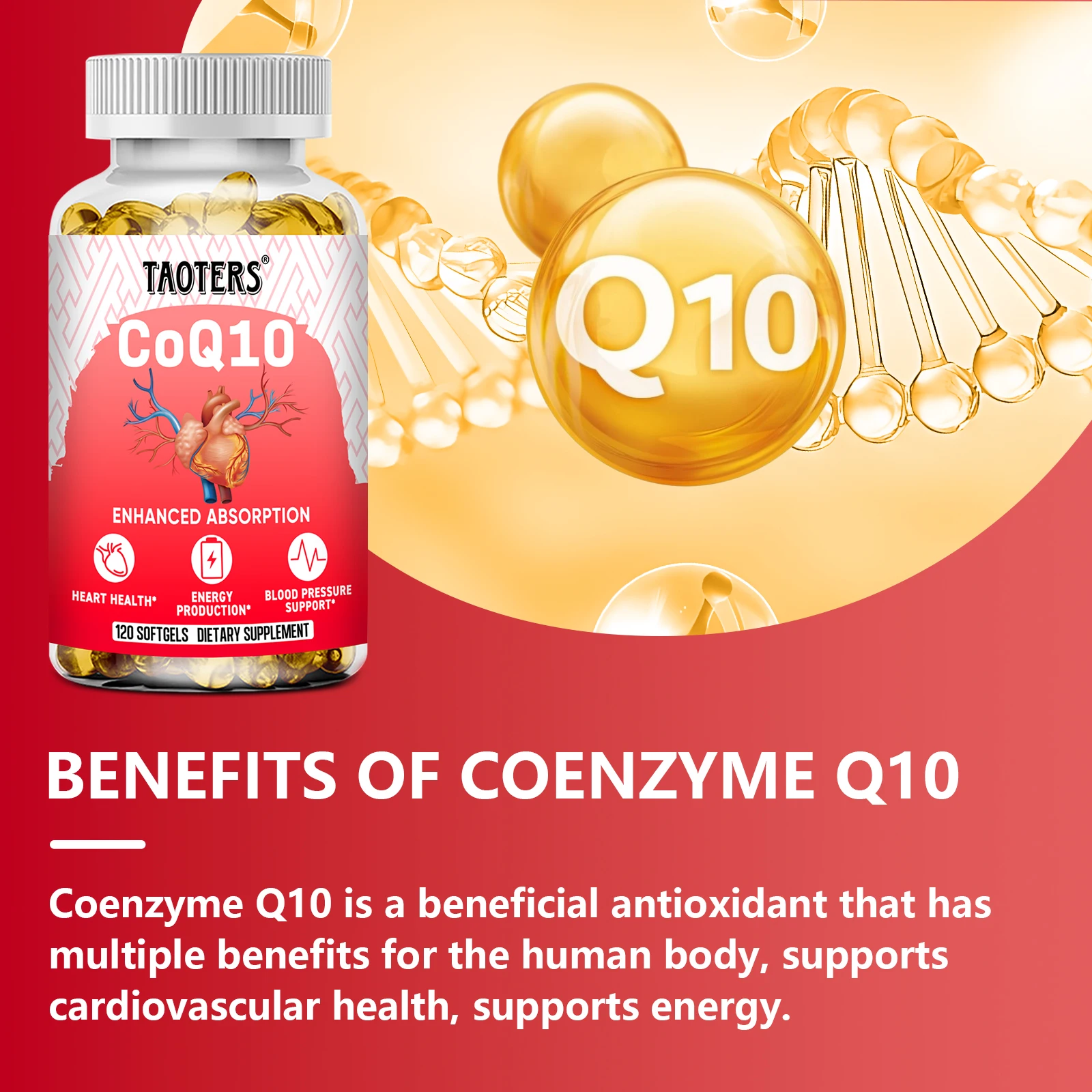 CoQ10 400mg - High Absorption, Coenzyme Q-10 , Non-GMO Gluten Free Vegan , Dietary Vitamin Supplement Antioxidant Support