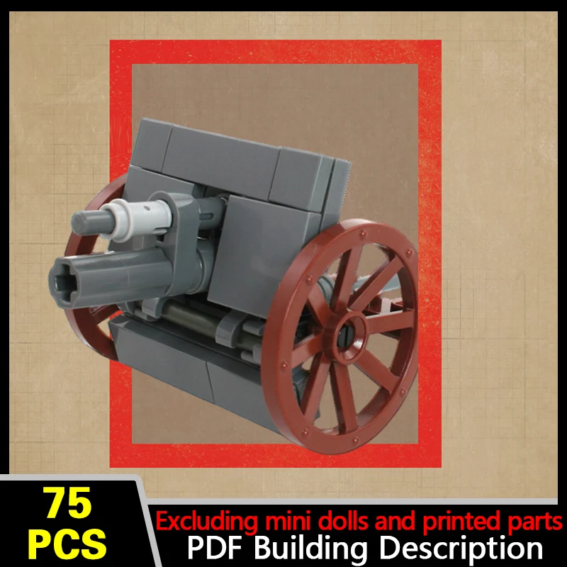 13-Pounder Quick-Firing Gun Model MOC Building Bricks War Equipment Modular Technology Gifts Holiday Assemble Children Toys Suit