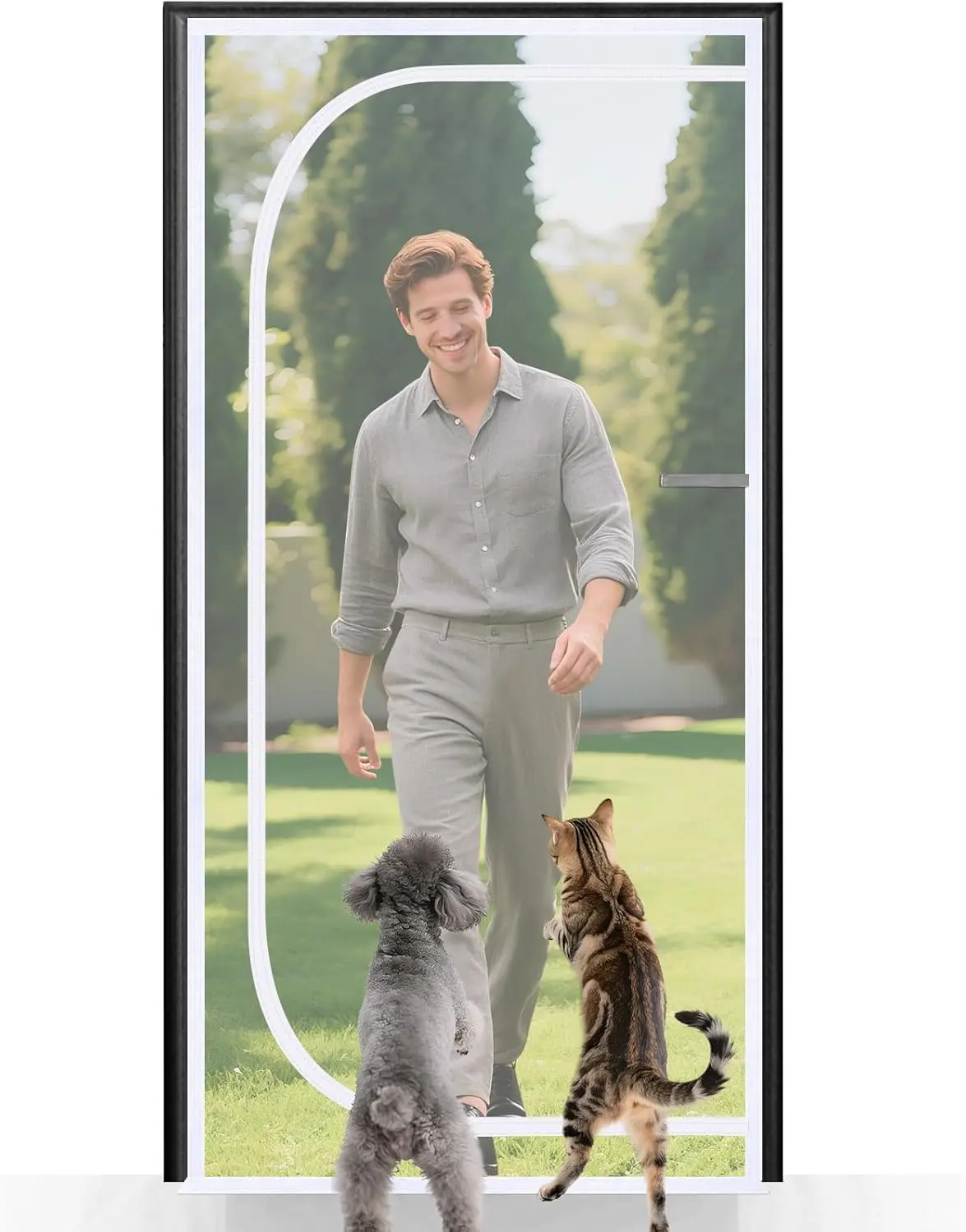 

Reinforced Cat Screen Door, Fits 36"x80" Door, Durable Pet Mesh with Zipper, Hook & Loop