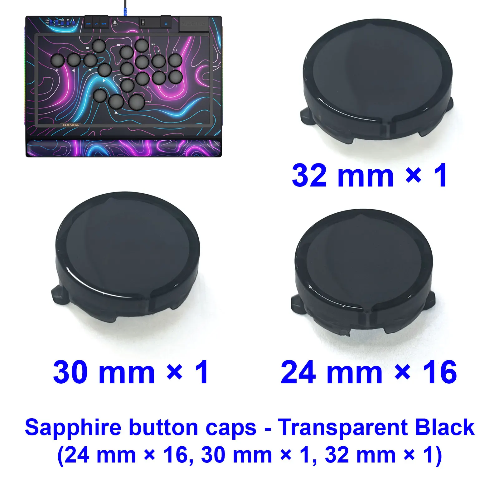 Capuchons de boutons QANBA SAPPHIRE S1, accessoires de jeu d'arcade, ensemble de capuchons de boutons, pièces de bricolage