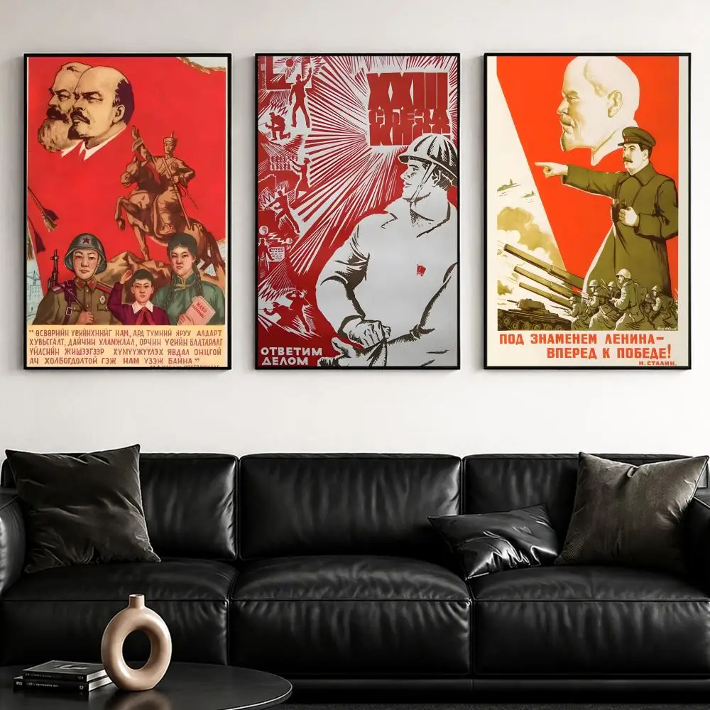 Historic V-Vintage Stalin USSR CCCPS Poster Self-Adhesive Stylish Art Print Poster Wall Home Decor