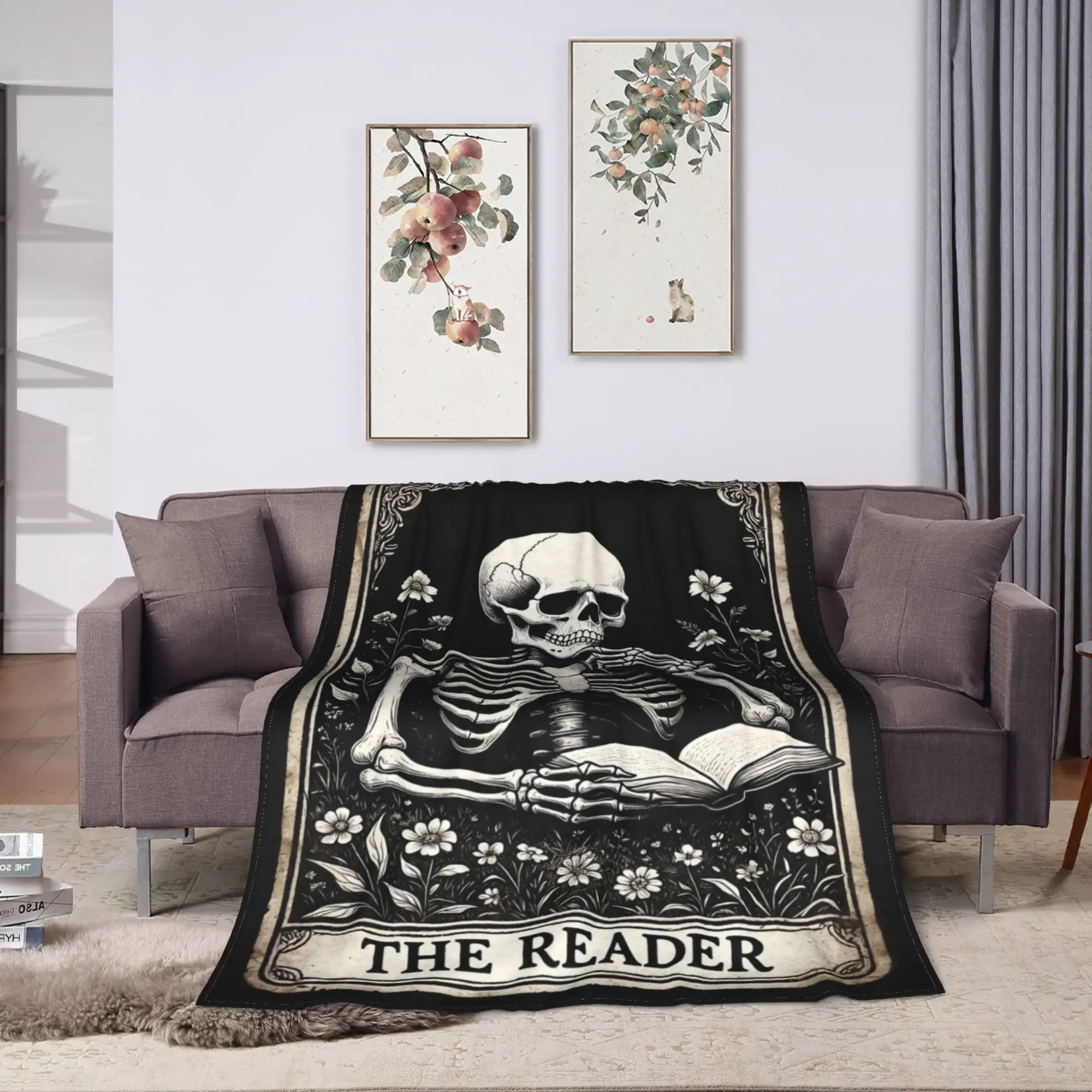 Introvert Skeleton Halloween Blanket  Soft Street Trend Plush Throw Blanket Girls Boys Couch Chair Flannel Bedspread Bed Cover