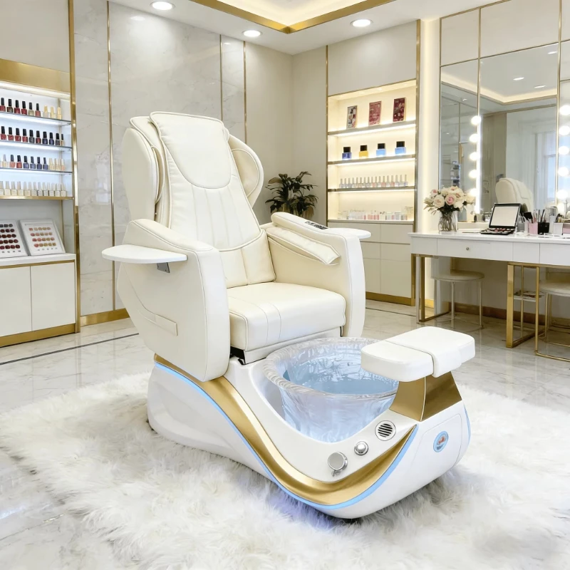 Luxury Electric Spa Foot Massage Pedicure Chair With Drain Pump Nail Manicure and Pedicure Chairs High Back