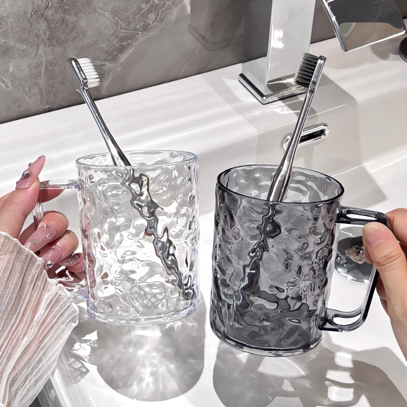 Light Luxury Transparent Glacier Texture Mouthwash Cup High Appearance Level Plastic Toothbrush Cup for Household Washing