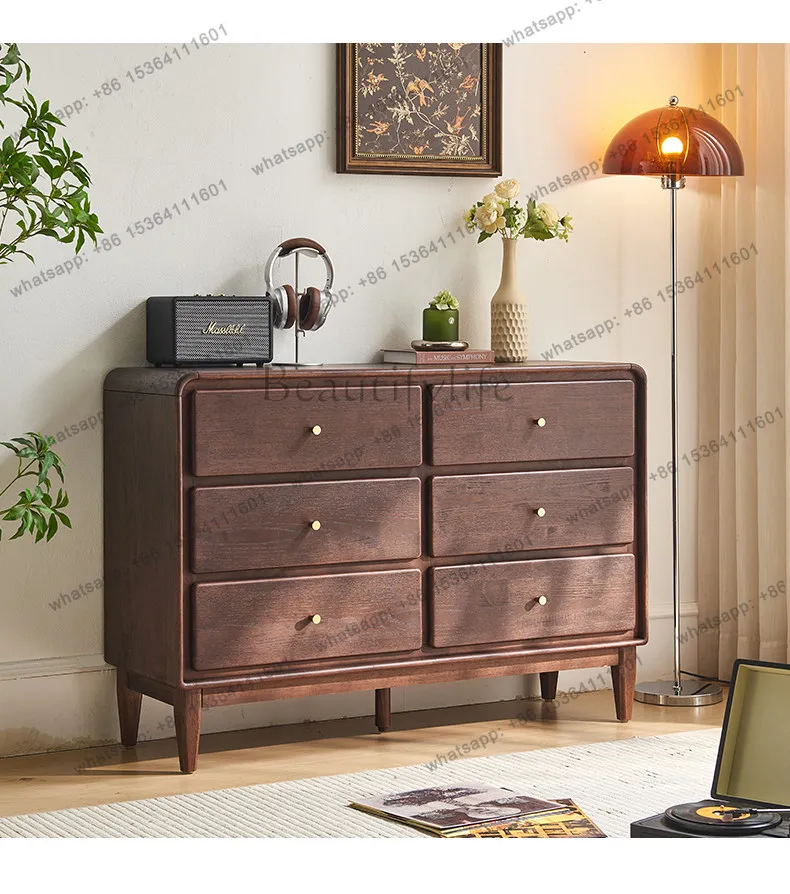 Five-Chest Solid Wood Storage Living Room Entryway Cabinet, Bedside Drawers, Bedroom Storage Six-Chest Cabinet