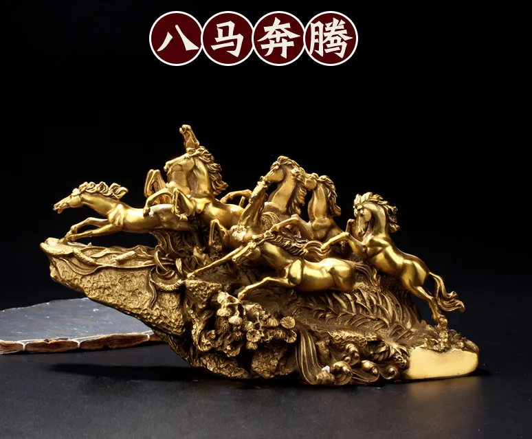 Company SHOP Store home efficacious Success Mascot  Recruit money good luck 3D 8 horses copper Sculpture FENG SHUI statue