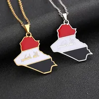 Stainless Steel Republic Of Iraq Pendant Necklaces Geometric Map Personalized Charms Iraqi Chain Jewelry Gift for Women Men