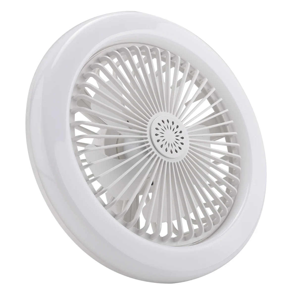 E27 Ceiling Fan with Lights,Enclosed Low Fan Light,Hidden Electric Fan Gimbal Lamp Holder(White)