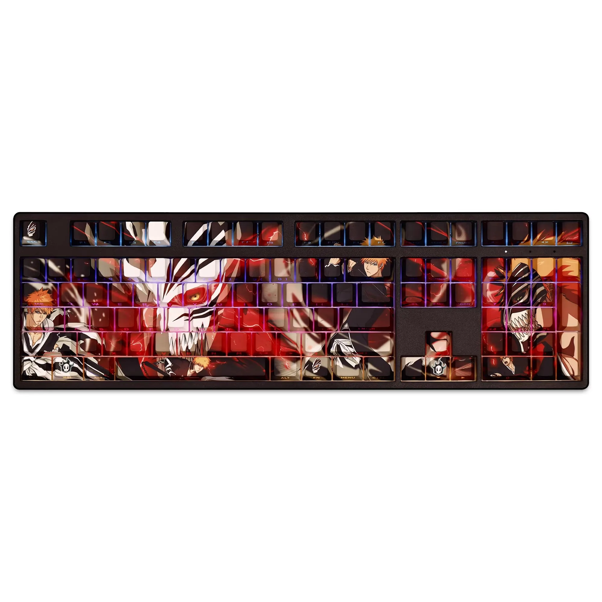 

Набор из 108 клавиш Kurosaki Ichigo, PBT, с боковой подсветкой, мультяшные аниме-кейкапы для игровых клавиатур ANSI 61, 87, 104, 108