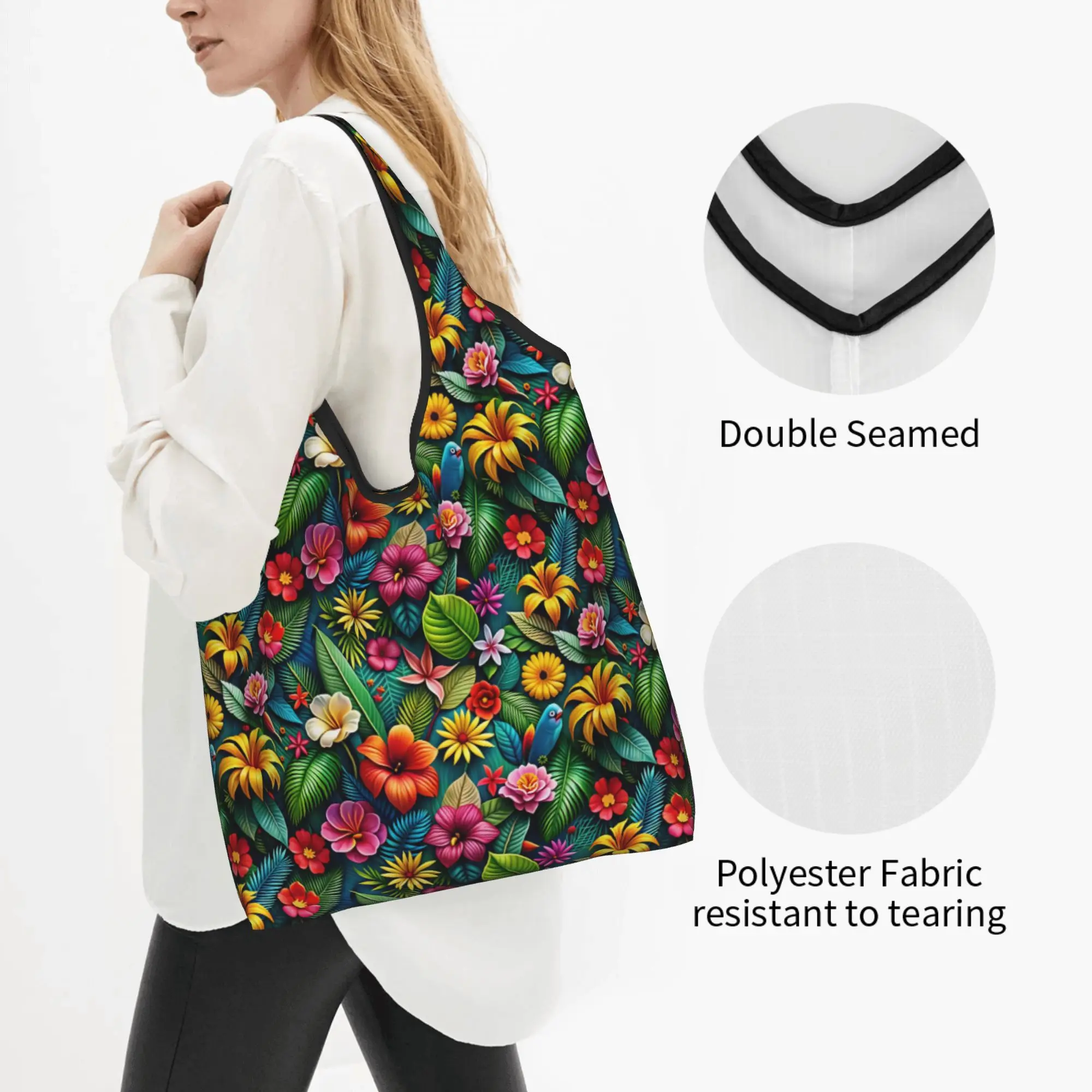 Fashion Luxury High 3D Floral Shopping Tote Bag Portable Fashion Trend 3D Flowers Grocery Shopper Shoulder Bag