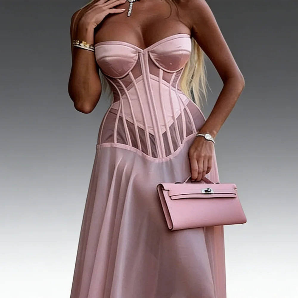 Elegant roze liefje mouwloos korset A-lijn formele avondjurken verjaardagsfeestje galajurken op maat