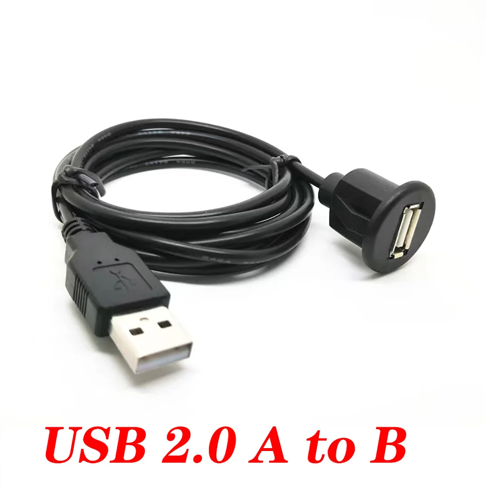 

10pcs USB Waterproof Embedded Dock Adapter Dashboard Panel USB 2.0 Port Male To Female Car Motorcycle Ship Extension Cable